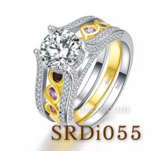 แหวนชุด แหวนถอดแยกใส่ได้ แหวนเพชร แหวนพลอย6เม็ด แหวนเงินแท้ แหวน2in1 แหวนเงินฝังเพชร
