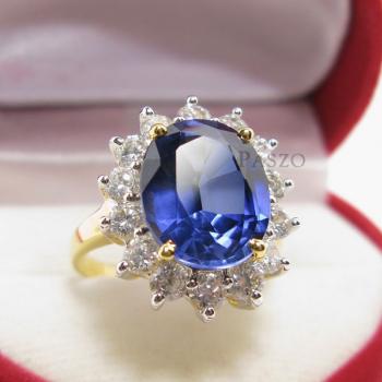 แหวนไพลิน พลอยสีน้ำเงิน ล้อมเพชร #2