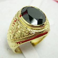 แหวนนิล แหวนพลอยสีดำ แหวนผู้ชาย แหวนทรงมอญ แกะสลักลายไทย แหวนทองแท้