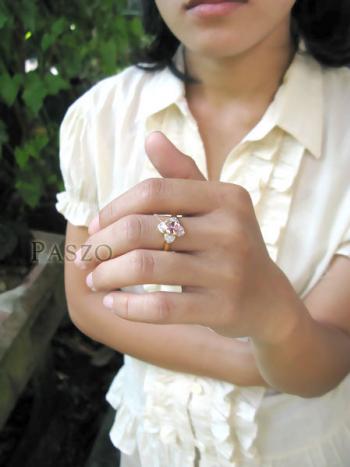 แหวนพลอยสีชมพู โทพาซสีชมพู แหวนทองชุบ5 #4