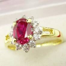 แหวนทับทิม ล้อมเพชร แหวนทองคำ90% ฝังพลอยทับทิม พลอยสีแดง
