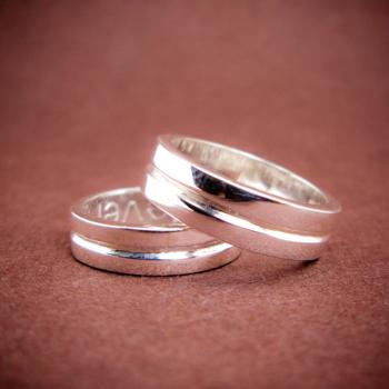 แหวนคู่ แหวนเกลี้ยงเซาะร่องกลาง แหวนเงิน #1