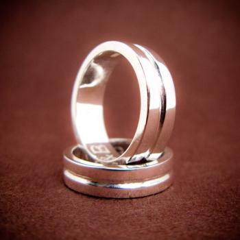 แหวนคู่ แหวนเกลี้ยงเซาะร่องกลาง แหวนเงิน #3