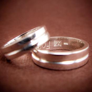 แหวนคู่ แหวนเกลี้ยงเซาะร่องกลาง แหวนเงิน #7