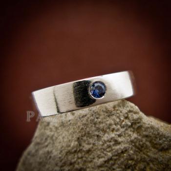 แหวนเกลี้ยงฝังพลอย แหวนกว้าง6มิล แหวนพลอยไพลิน #2