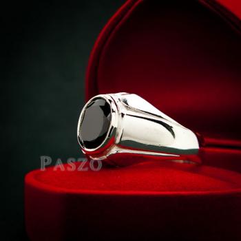 แหวนผู้ชาย แหวนเงินแท้ ฝังนิล #2