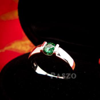 แหวนพลอยมรกต พลอยสีเขียว แหวนเงินแท้ #2