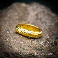 แหวนทองเกลี้ยง กว้าง4มิล ลายค้อนช่างทอง แหวนหน้าโค้ง แหวนเกลี้ยง