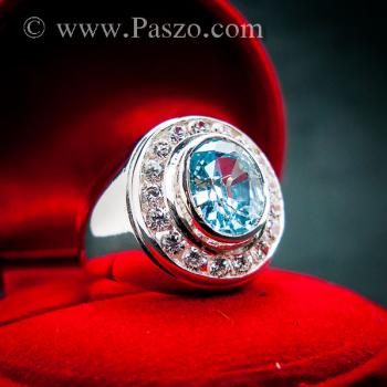 แหวนผู้ชาย แหวนพลอยโทพาซ สีฟ้า #3