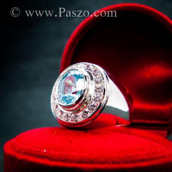 แหวนผู้ชาย แหวนพลอยโทพาซ สีฟ้า #4