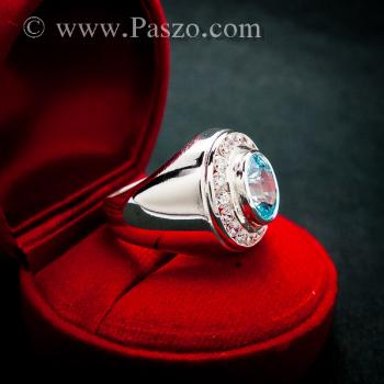 แหวนผู้ชาย แหวนพลอยโทพาซ สีฟ้า #5