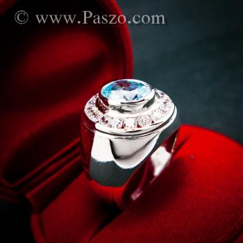 แหวนผู้ชาย แหวนพลอยโทพาซ สีฟ้า #8
