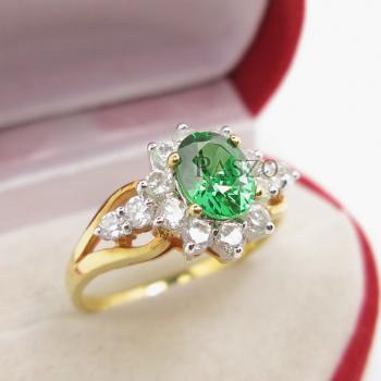 แหวนมรกต ล้อมเพชร แหวนพลอยสีเขียว #4