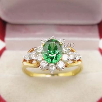 แหวนมรกต ล้อมเพชร แหวนพลอยสีเขียว #5