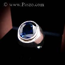 แหวนทรงมอญ แหวนไพลิน แหวนผู้ชาย แหวนเงินแท้ ฝังพลอยไพลิน พลอยสีน้ำเงิน แหวนพลอยสีน้ำเงิน