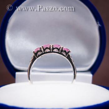แหวนพลอยสีชมพู แหวนเงินแท้ ฝังเกี่ยวหนามเตยพลอยสีชมพู #5