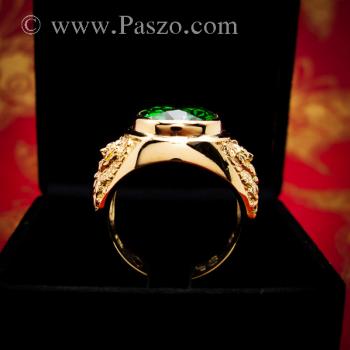 แหวนพญาครุฑ แหวนทอง90 ฝังพลอยสีเขียวมรกต #5