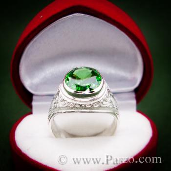 แหวนพลอยมรกต แหวนผู้ชายเงินแท้ พลอยสีเขียว #8