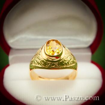 แหวนผู้ชายบุษราคัม แหวนทองผู้ชาย แหวนมอญ #2