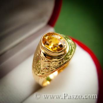 แหวนผู้ชายบุษราคัม แหวนทองผู้ชาย แหวนมอญ #9