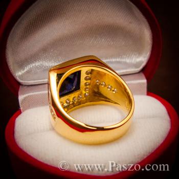 แหวนไพลิน แหวนผู้ชายทองแท้ แหวนทอง90 #9