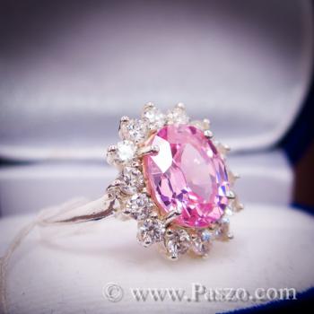 แหวนพลอยสีชมพู ล้อมเพชร pink #7