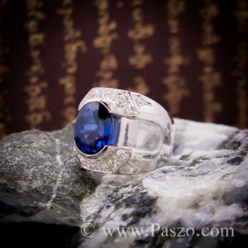 แหวนพลอยสีน้ำเงิน แหวนผู้ชายเงินแท้ แหวนไพลินผู้ชาย #7