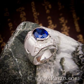แหวนพลอยสีน้ำเงิน แหวนผู้ชายเงินแท้ แหวนไพลินผู้ชาย #8