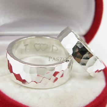 แหวนเงินคู่รัก แหวนลายค้อนทุบ แหวนเกลี้ยงเงินแท้ #2
