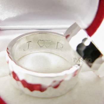 แหวนเงินคู่รัก แหวนลายค้อนทุบ แหวนเกลี้ยงเงินแท้ #7