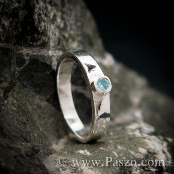 แหวนพลอยสีฟ้า บูลโทพาซ แหวนเงินแท้ #4
