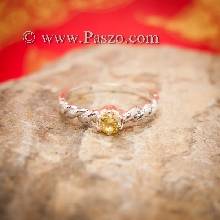 แหวนพลอยสีเหลือง บุษราคัม แหวนแบบน่ารัก แหวนผู้หญิง แหวนเงินแท้