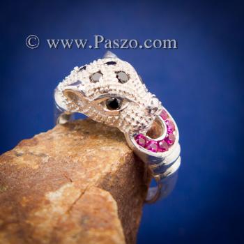 แหวนเสือดาว แหวนเสือดาวฝังนิล คาบห่วง #2