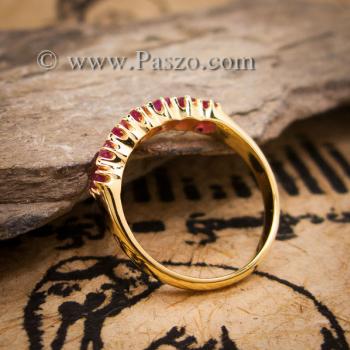 แหวนพลอยทับทิม แหวนทองแท้ พลอยสีแดง #7