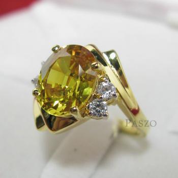 แหวนพลอยบุษราคัม แหวนพลอยสีเหลือง แหวนชุบทองแท้ #1