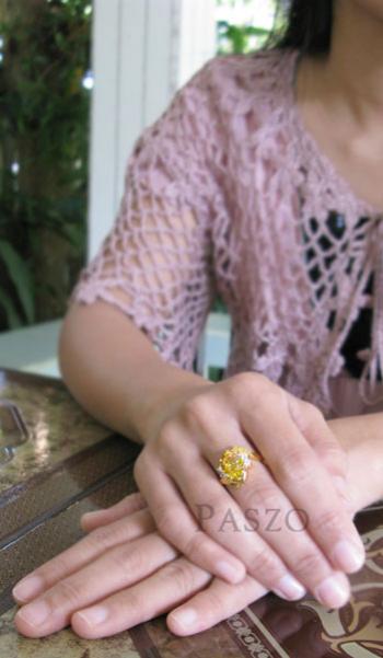 แหวนพลอยบุษราคัม แหวนพลอยสีเหลือง แหวนชุบทองแท้ #4