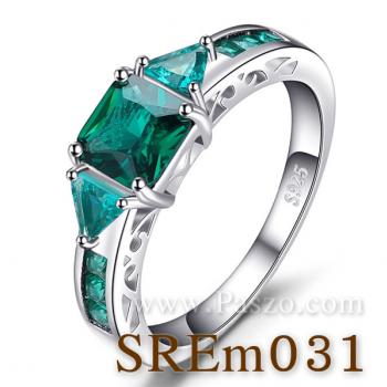 แหวนพลอยสีเขียว แหวนวินเทจ แหวนเงินแท้ #1