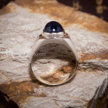 แหวนผู้ชายไพลิน แหวนสลักลายไทย แหวนผู้ชายนิหร่า #8