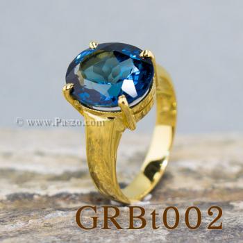 แหวนพลอยสีฟ้า แหวนทอง90 บูลโทพาซ #2