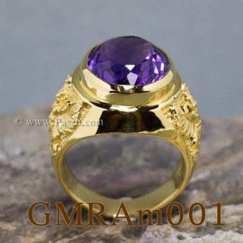 แหวนพญาครุฑ แหวนทอง90 ฝังพลอยสีม่วง #3
