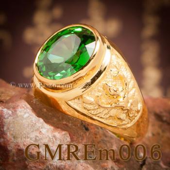 แหวนพญาครุฑ แหวนทอง90 ฝังพลอยสีเขียวมรกต #3
