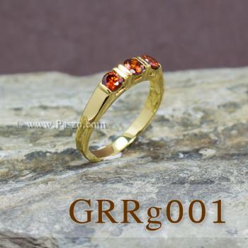แหวนโกเมน แหวนทองแท้ พลอยสีส้ม #4
