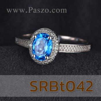 แหวนพลอยสีฟ้า บลูโทพาซ แหวนเงินแท้ #5