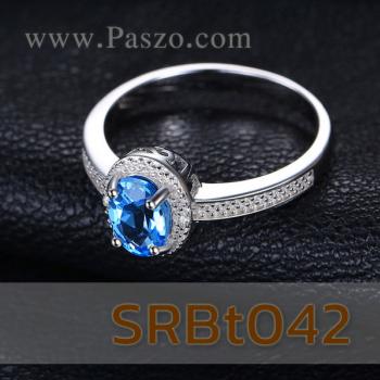 แหวนพลอยสีฟ้า บลูโทพาซ แหวนเงินแท้ #3