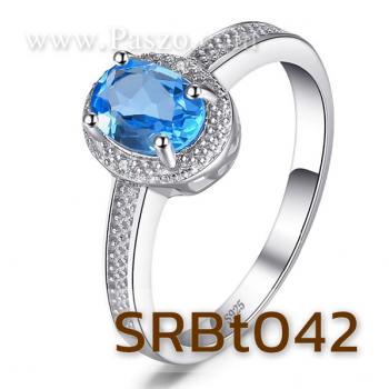 แหวนพลอยสีฟ้า บลูโทพาซ แหวนเงินแท้ #1