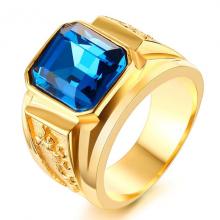 แหวนผู้ชาย แหวนพลอยสีฟ้า แหวนทองชุบ แหวนมังกร พลอยสีฟ้า