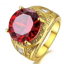 แหวนพลอยโกเมน พลอยสีแดง แหวนผู้ชาย แหวนทองชุบ