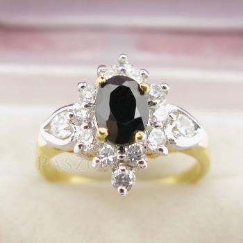 แหวนทองฝังนิลแท้ ประดับเพชร แหวนทองชุบ #2