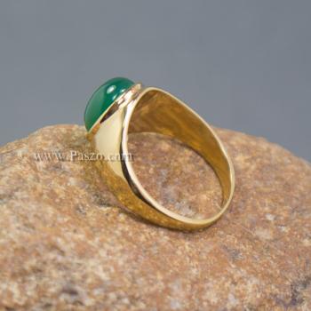 แหวนผู้ชาย ชุบทอง หัวพลอยโมราสีเขียว #3
