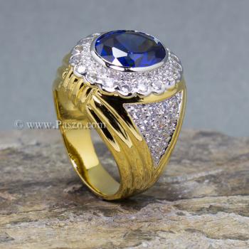 แหวนทองผู้ชาย แหวนพลอยสีน้ำเงิน ไพลิน #2